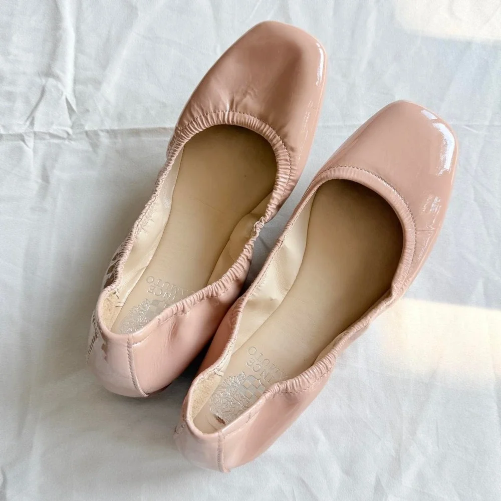 Vince Camuto Women's Size 8M Blush Pink Patent Ballet Flats Square Toe